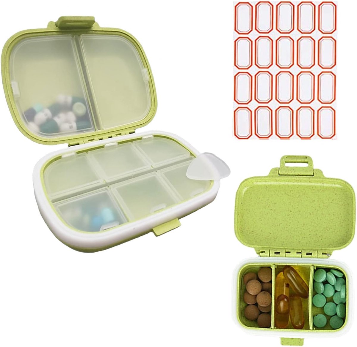 2 Pcs Weekly Pill Box Organizer - 7 Dagen Tablet Box, Draagbare Medicijn Organizer voor Vitaminen, Visolie en Supplementen
