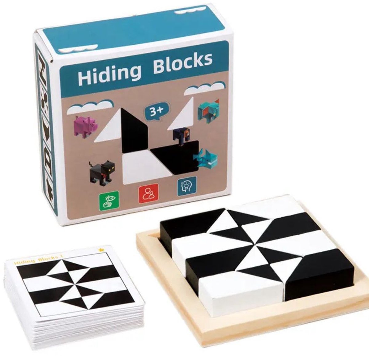 Flero Montessori Geometrische Vormpuzzels Bouwblokken Hout 3D Puzzel Kinderen Educatief Logisch Denken Training Spel Cadeau - Educatief Montessori Speelgoed, Speelgoed zonder Scherm, Verjaardagscadeau, Sinterklaascadeau