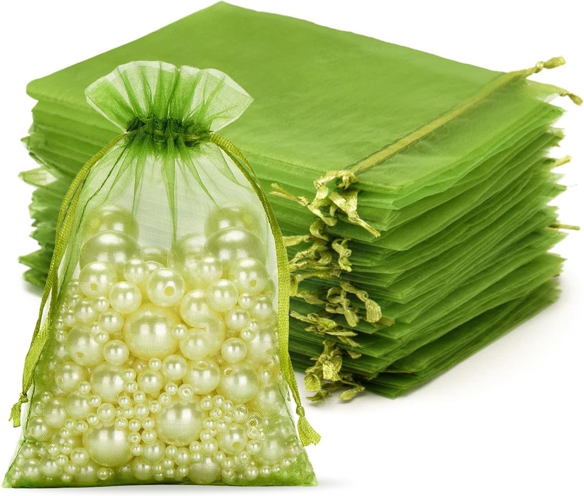 Organza zakjes 10 x 15 cm, set van 50 met trekkoord, ideaal voor bruiloften, cadeaus en sieraden