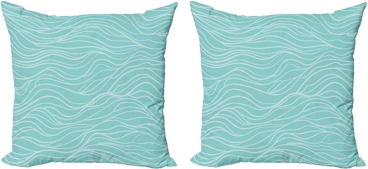 ABAKUHAUS Gestreepte decoratieve kussenhoezen, 2 stuks, moderne accenten, dubbelzijdige digitale print, 50x50 cm, zeegroen babyblauw Seafoam Babyblauw