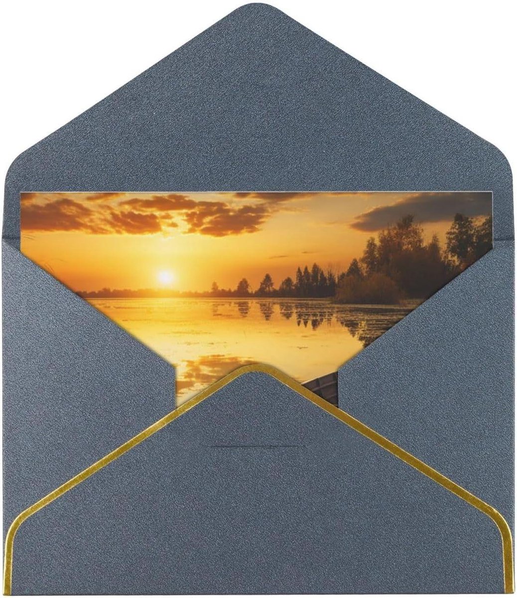 Wenskaarten Set - Kaarten met envelop - Elke gelegenheid - Parelmoer papier - 18 x 13 cm - Zwart