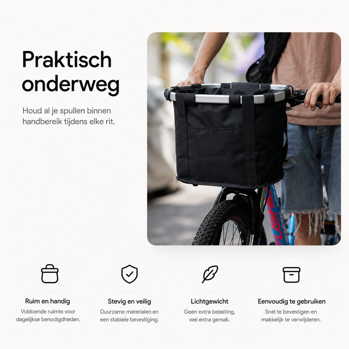 BOTC Fietsmand - Hondenfietsmand - Hondenmand fiets - 34x28x25cm - Waterbestendige Oxford-stof - Zwart – foto 2
