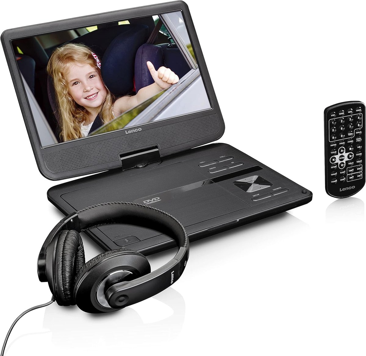 Draagbare dvd-speler - Mobiele mediaspeler - Reizen en entertainment - 180 graden draaibaar scherm - 10 inch scherm - Zwart