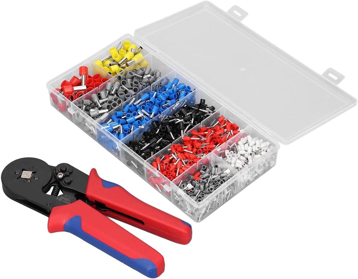 Krimptang Set - Adereindhulzen Tang - Bedrading Reparatie - Zelfinstellend Mechanisme - 0.25-10mm2 - Grijs