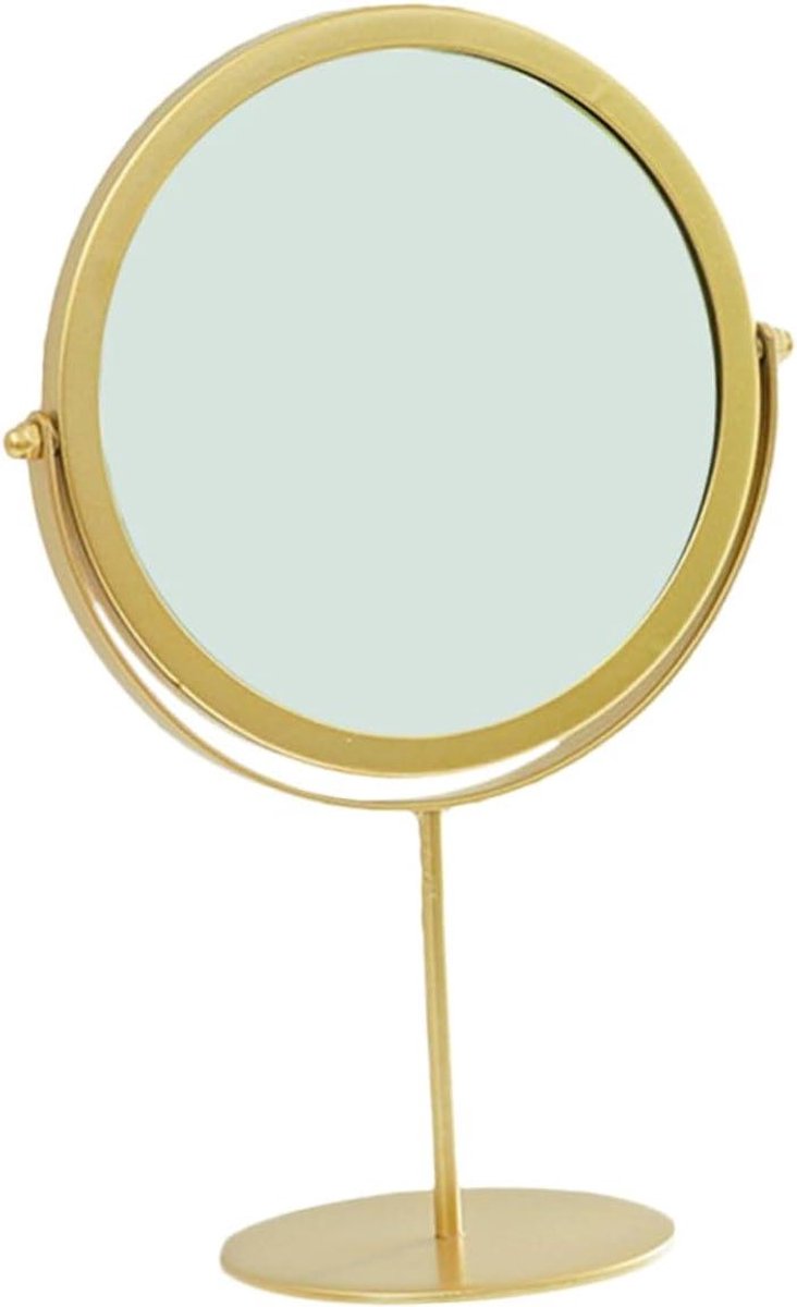 Tafel Spiegel - Make-up Spiegel - Dagelijkse Make-up - Stabiele Basis - Rond - Goud