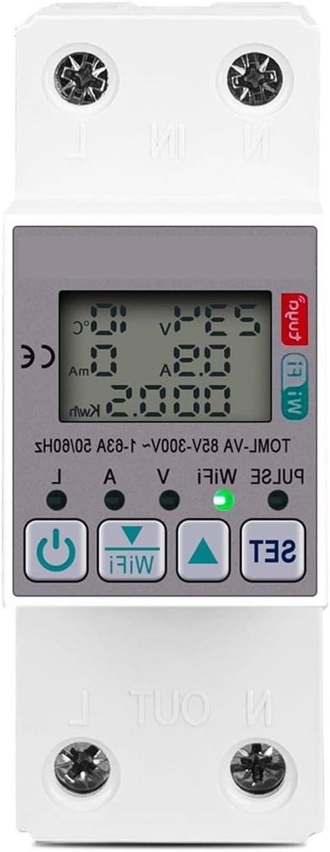 Energieverbruiksmeter - Stroommeter - Energieverbruik Meten - Met Spannings- en Stroombeveiliging - 63A - Wit