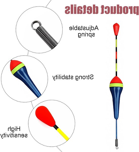 Set van 10 Vissersdobbers voor Verschillende Vissoorten, Ideaal voor Snoek en Forel, Perfect voor Sportvissen — afbeelding 2