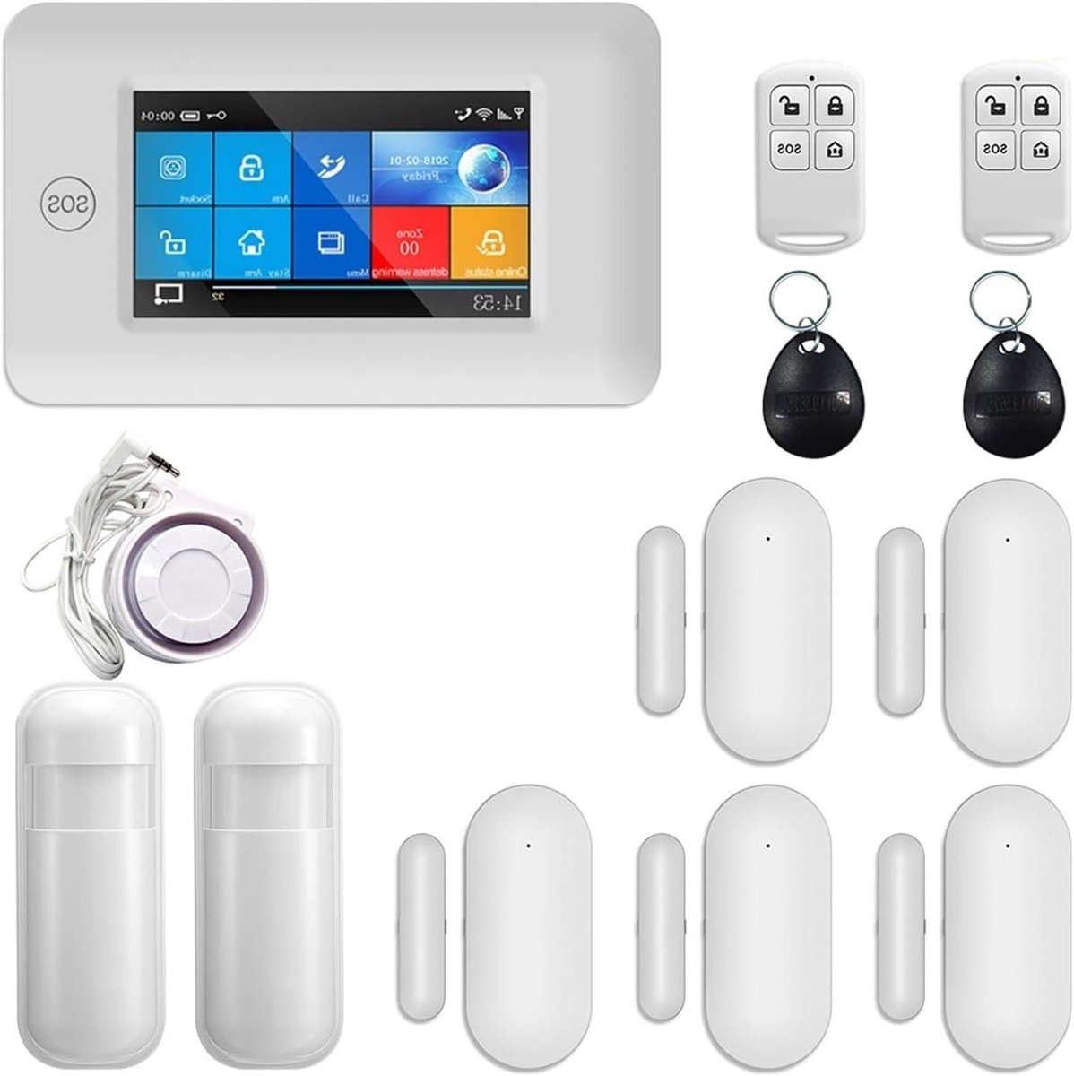 Beveiligingsalarmsysteem - Slim Alarm - Huis Beveiligen - Touchscreen Bediening - 160x98x18MM - Zwart