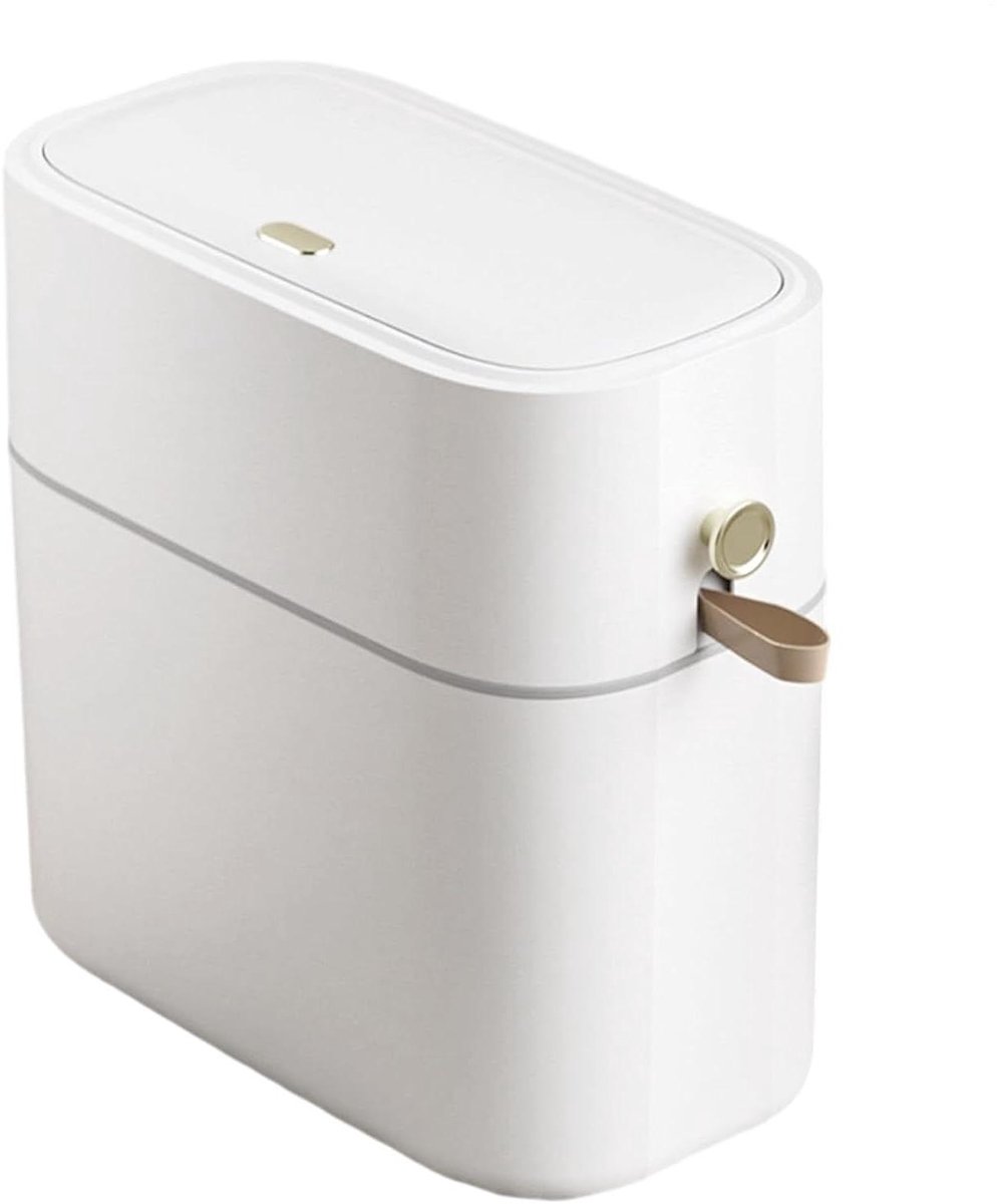 Badkamer prullenbak - Afvalemmer deksel - Geurvrij houden - Slank hoekontwerp - 8 liter - Wit
