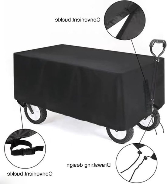Regenhoes - Waterdichte Opvouwbare tuintrolleyhoes - 97x56x51cm - 210D Oxford Trolleyhoes - Winddicht - UV-bestendig - Stofdicht - Bescherm je Opvouwbare tuintrolleyhoes tegen UV-straling - Zwart van Merkloos — afbeelding 3