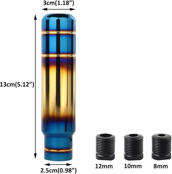 Versnellingspookknop Aluminium - Schakelknop Sportief - Comfortabel Rijden - Universele Pasvorm - 3 Adapters - Goud Blauw — afbeelding 2