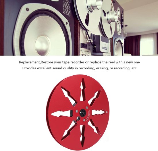 Lege Tapespoel - Open Haspel Geluidsband Spoel - Muziek Opnemen - Aluminiumlegering - 7 Inch - Rood — afbeelding 3