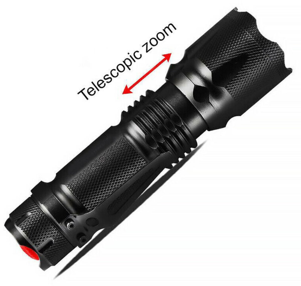 Zoom zaklamp, L2 mini draagbare oplaadbare zaklamp, hoge lichtbundel