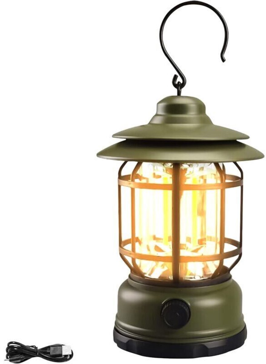Stormlamp in retrostijl, oplaadbare draagbare LED-lamp, campinglamp, LED-buitenlamp, 200 lumen, instelbare helderheid, geschikt voor vissen, wandelen en kamperen (batterijen niet inbegrepen).