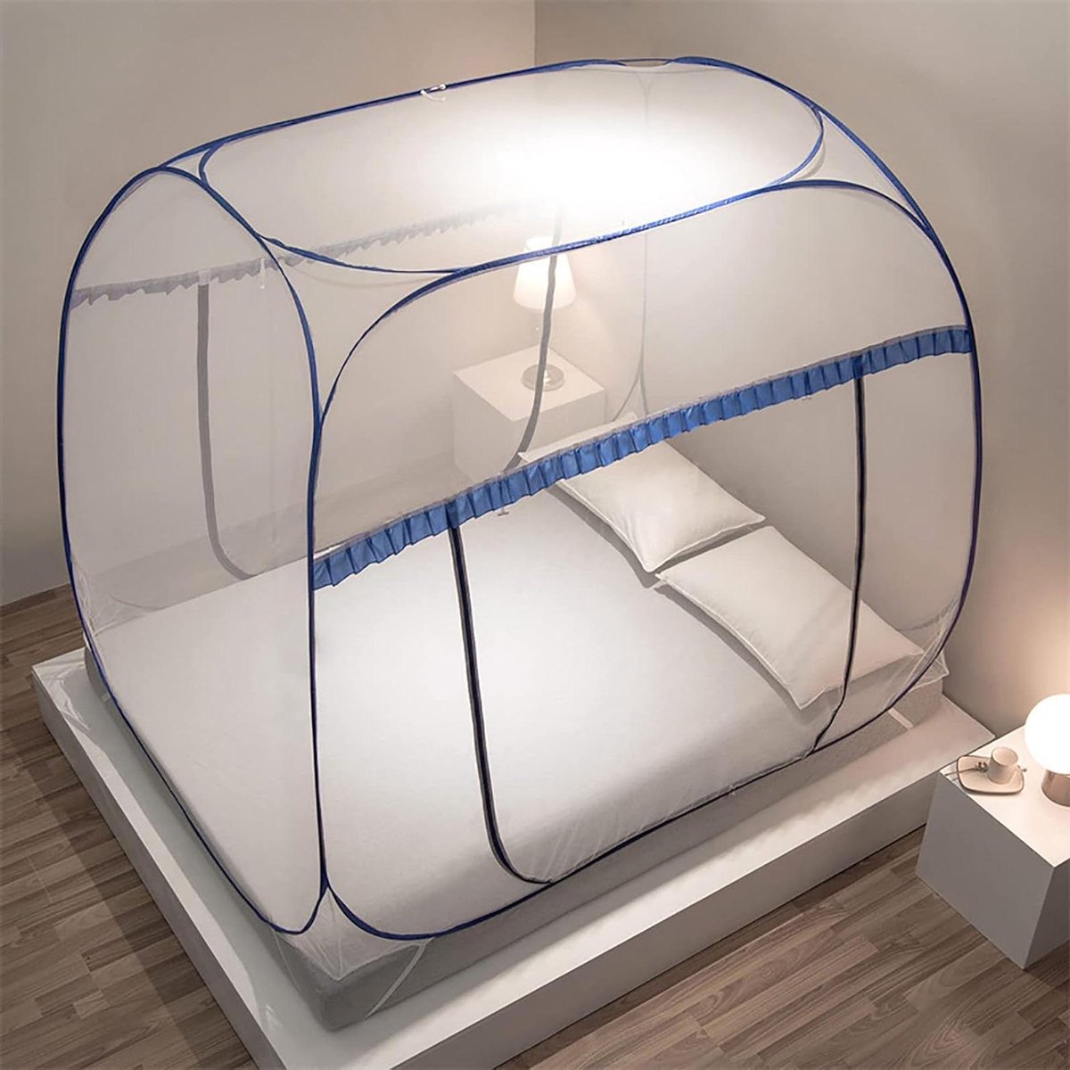 Opvouwbare Klamboe - Bed Luifel - Reizen en Kamperen - Met Bodem Dubbele Deur - 120x200x145cm - Wit