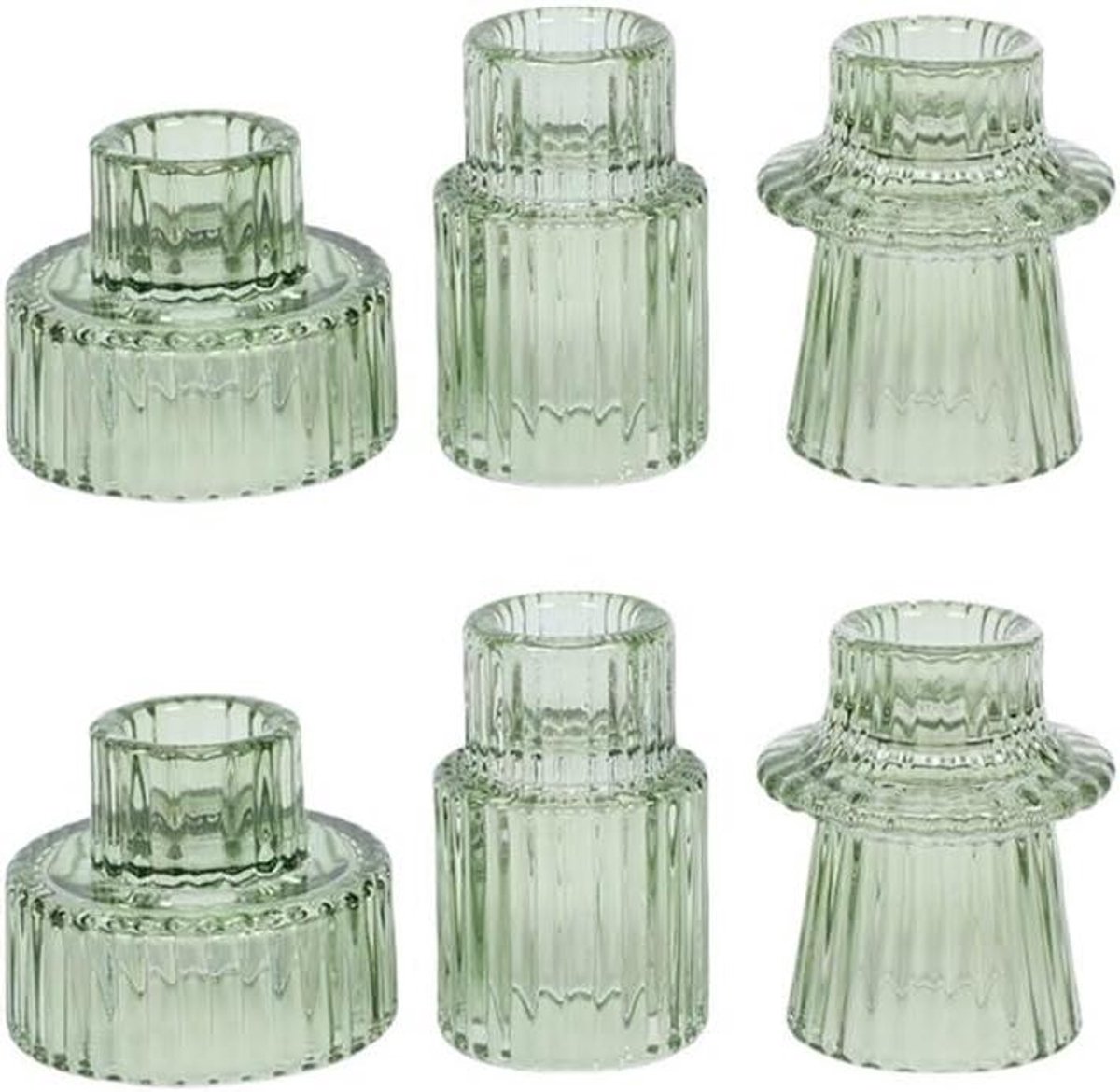 Kaarsenhouder Set - Elegante houders - Warme sfeer creëren - Glas-in-lood design - Set van 6 - Groen