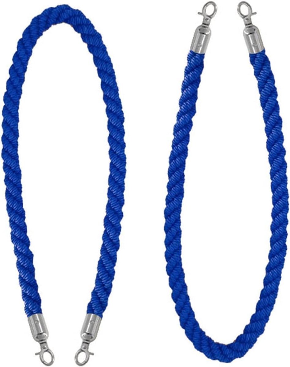 Afzet touw - Barrière touw - Evenementen organiseren - Roestvrijstalen haken - 15 meter - Blauw