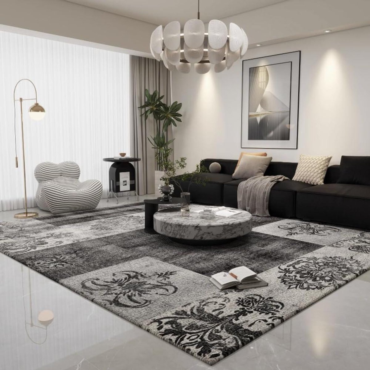 Woonkamer Tapijt - Moderne Vloerbedekking - Interieur Aankleden - Antislip Onderkant - 120