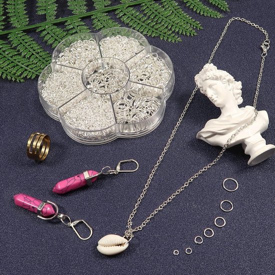 2300 Stuks Springringen en Splitringen in Zilver van 3 tot 10mm voor DIY Sieraden en Kettingen met Ringopeners — afbeelding 4