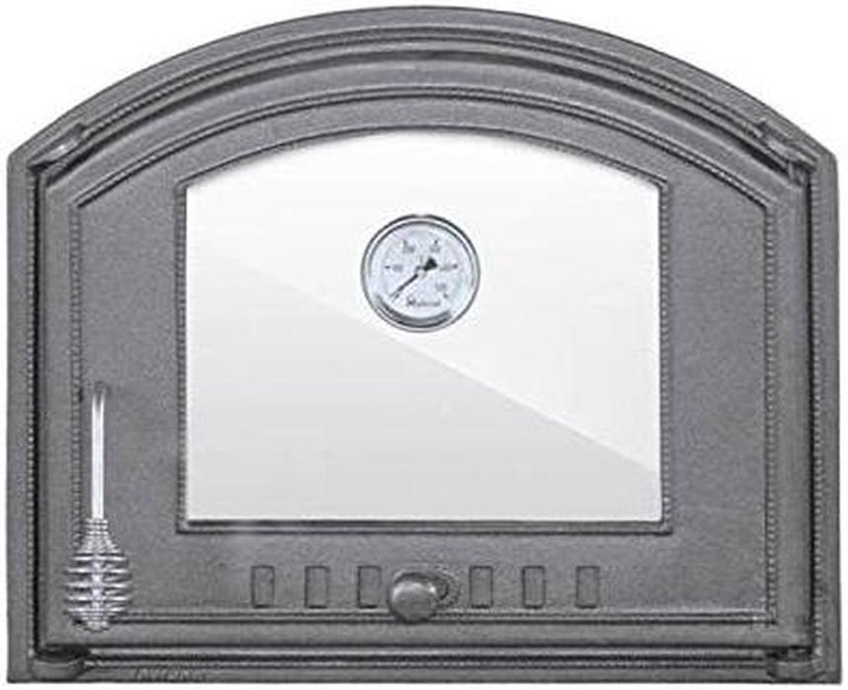 Pizzaoven Deur - Buitenkeuken Deur - Buiten Koken - Gietijzer Met Glas - 485 x 410 mm - Zwart