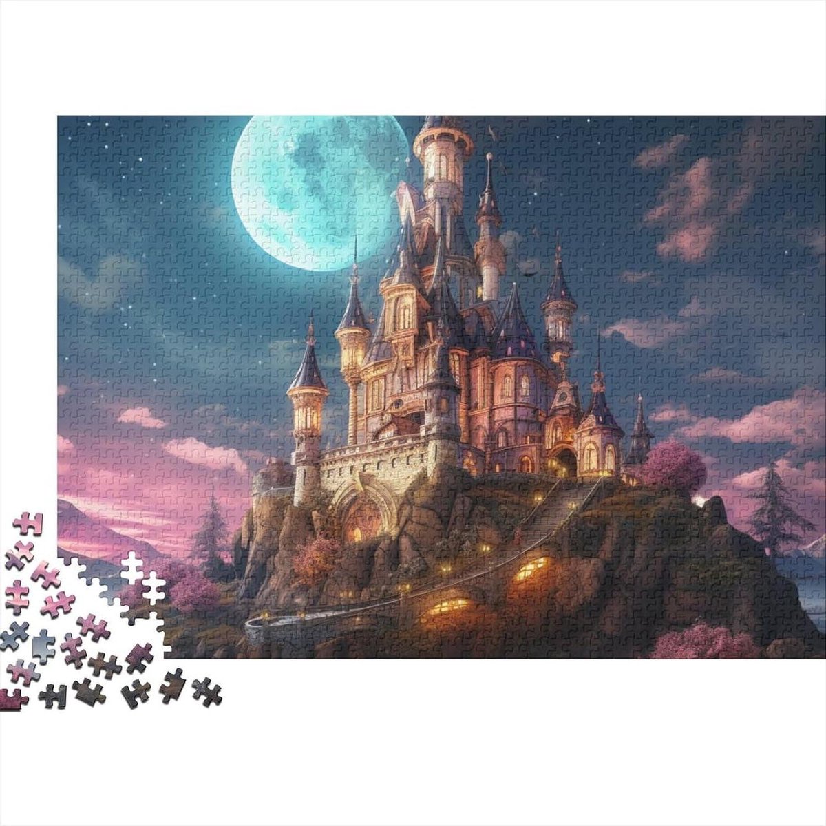 Kasteel Puzzel - Legpuzzel Volwassenen Kind - Ontspannen Thuis - Gedetailleerde Kleurenprint - 75 x 50 cm - Multicolor