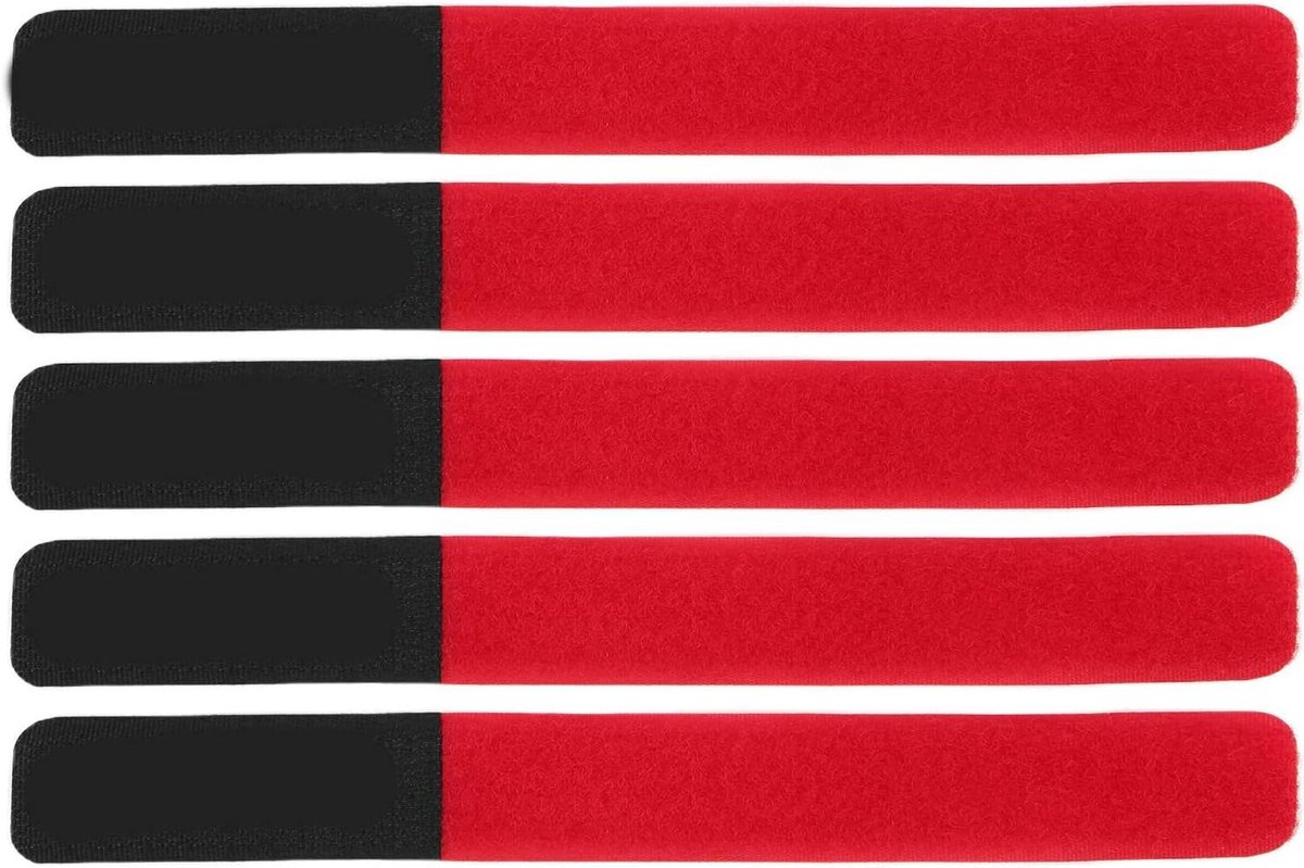 Fiets Pompbanden - Bevestigingsbanden Fiets - Fietsen Opslag - Herbruikbaar Haak Lus - 18 x 1.6 cm - Rood