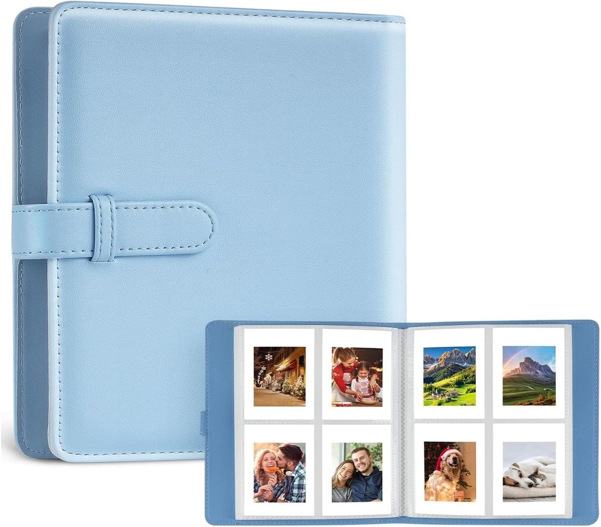 Fotoalbums voor Polaroid en Instax Mini - 256 Compartimenten Scrapbook Memory Book met 64 Pagina's voor Foto's en Herinneringen - Blauw