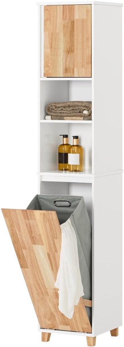 QIN® Kolomkas Staand - Opbergkasten met Deuren - Hoge Kast - Wit - ‎32cm x 31cm x 170cm