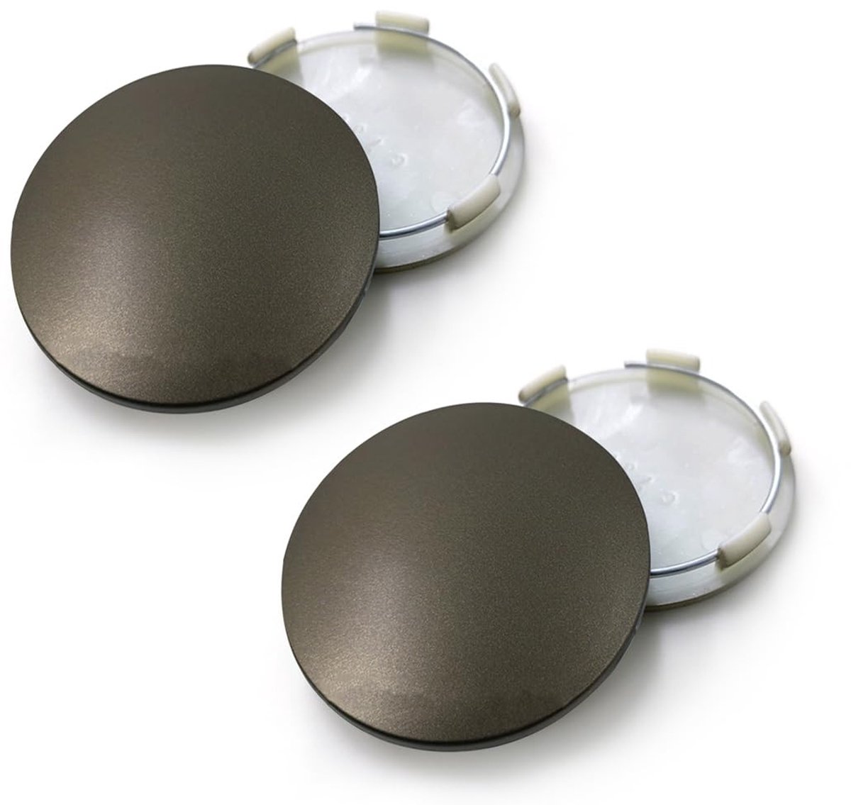 LIVIA HOME- Wielnaafkappen 4 Stuks - Universele Wielnaaf Doppen - ABS Materiaal - Parelmoer Mat Zilver - Donker Brons - Uitstekende Afwerking - Wielnaafdoppen