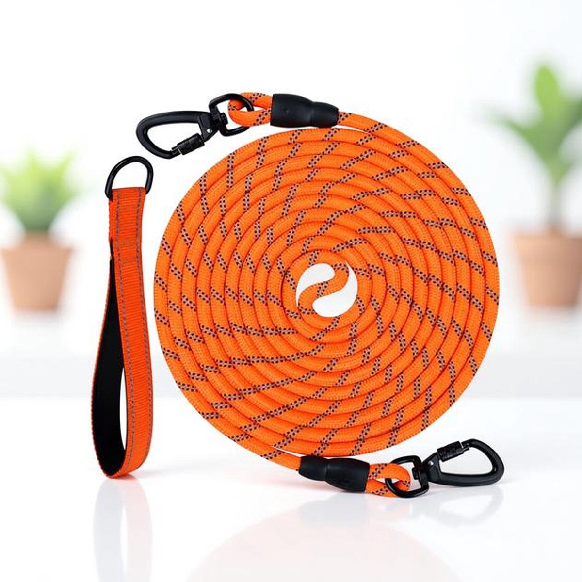 ElleMooi Trainingslijn voor honden met gewatteerde handgreep, lange lijn 5 meter, voor training en spelen in de tuin, oranje