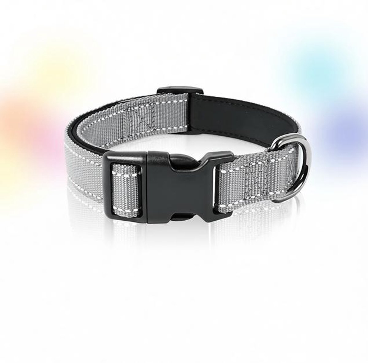 ElleMooi Reflecterende Hondenhalsband met Zachte Neopreen Voering, Verstelbaar voor Kleine tot Grote Honden, Grijs, XS