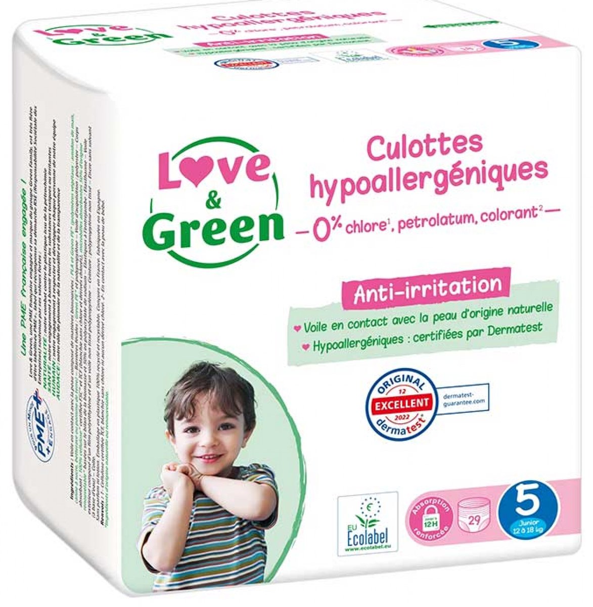Love & Green Hypoallergene Luierbroekjes 29 Broekjes Maat 5 (12-18 kg)