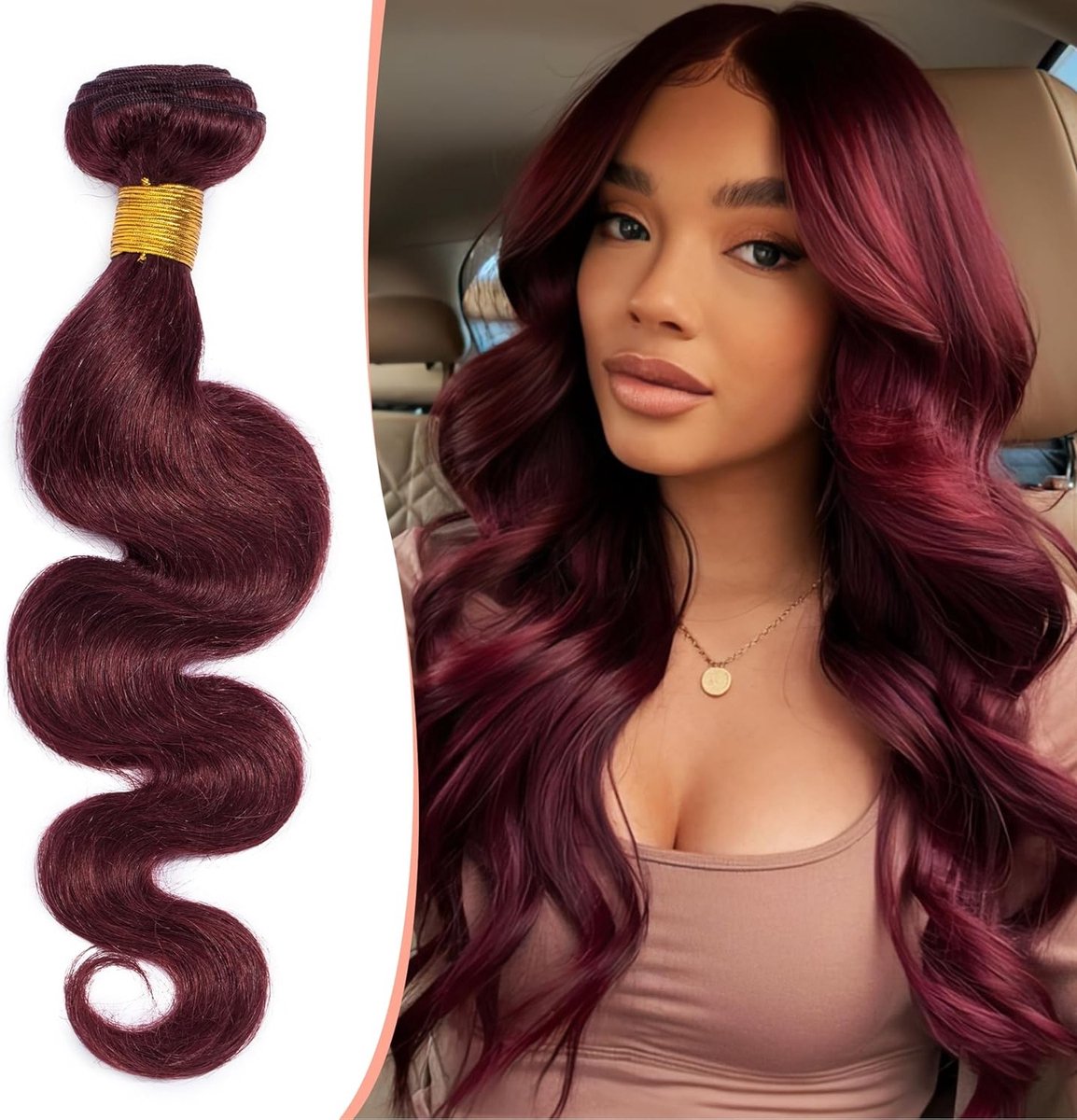 Natuurlijke Krullende Weave Set – Wavy Echt Haar – Goedkope Afro Bundels – 20cm 99J#Wijnrood voor Volumineuze Haarstijl