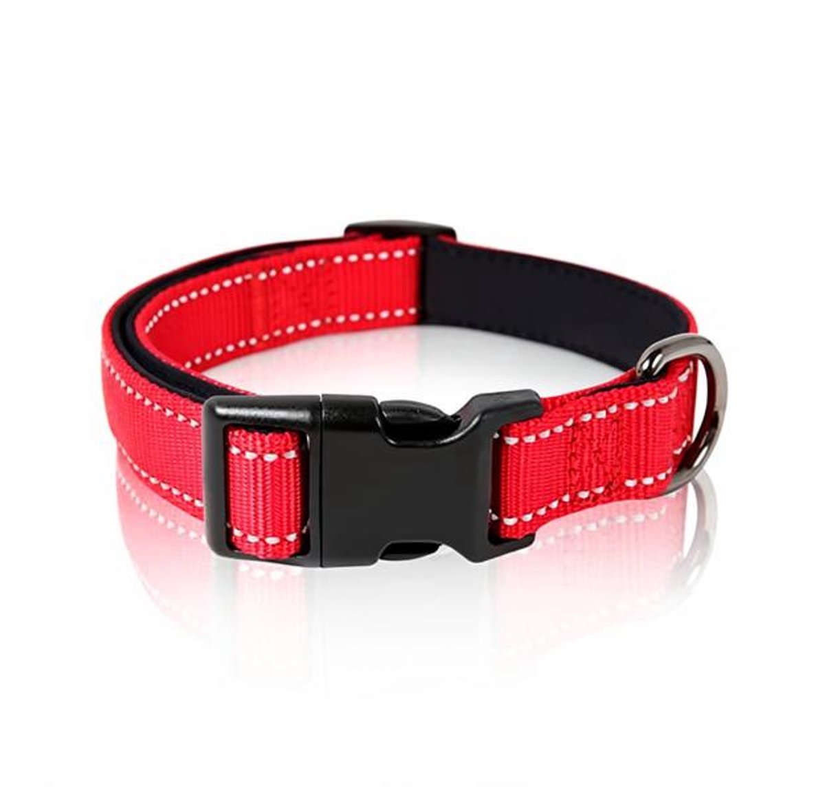 ElleMooi Hondenhalsband Reflecterend, Neopreen Nylon Verstelbaar – Rood, Maat M