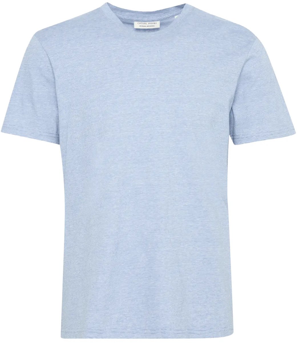 T-shirt met microsneeuwstripes Casual Friday Thor Blauw