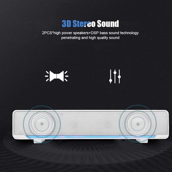 Stereo Soundbar - Wired Speaker - Thuisgebruik Films - 3D Stereo Geluid - 32 cm - Zwart — afbeelding 3