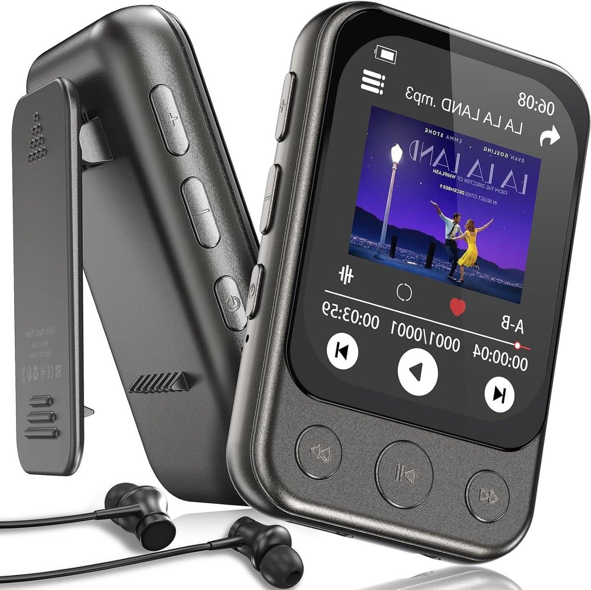 MP3 Speler - Muziekspeler Clip - Sport Muziek - Bluetooth 5.3 Speaker - 64GB Uitbreidbaar - Zwartbruin