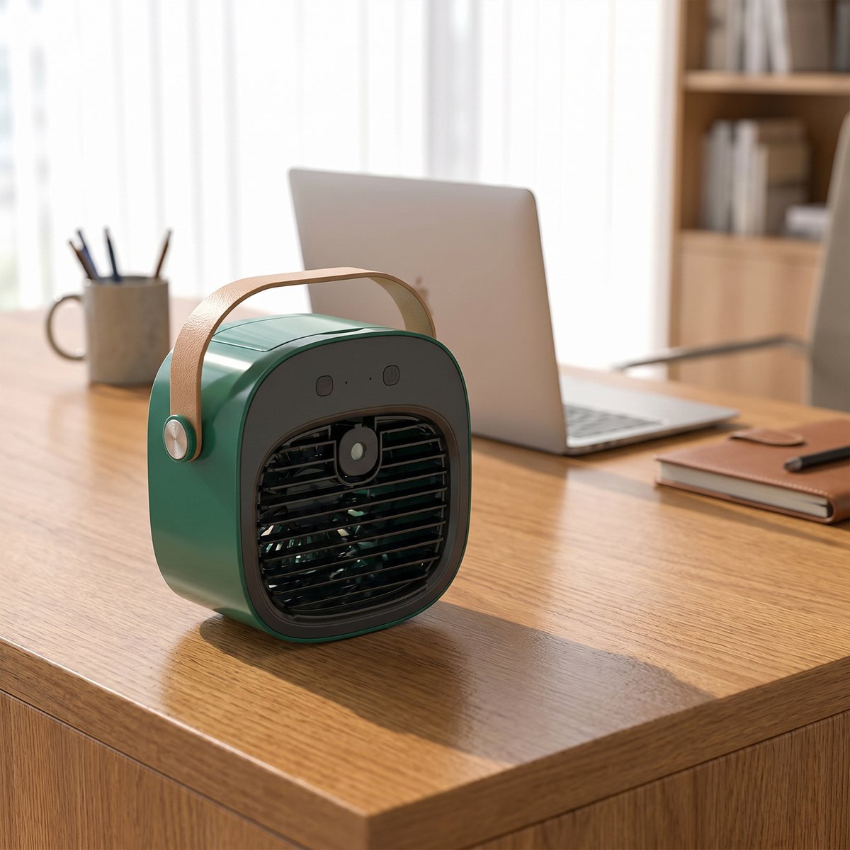 carmdering - Mini airco-kleine airco-4000mAh oplaadbare persoonlijke luchtkoeler-Mini-airconditioner met 3 snelheden - mini aircooler met water-Stille desktopkoelventilator voor thuis, slaapkamer, reizen, kantoor, buiten en binnen - Groen — afbeelding 11