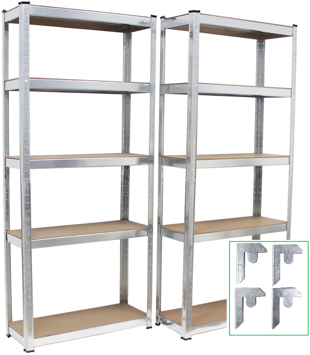TRUTZHOLM - Insteekbare Rekken 170x75x30 cm - Set van 2 - Zware Rekken - Opbergrek - Kelderrek - Metalen Rek - Garagerek