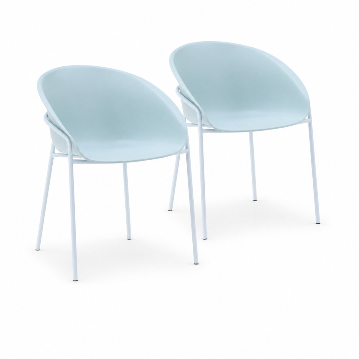 DS4U® - Ella stoel - Set van 2 - Lichtblauw - Kunststof - Weerbestendig