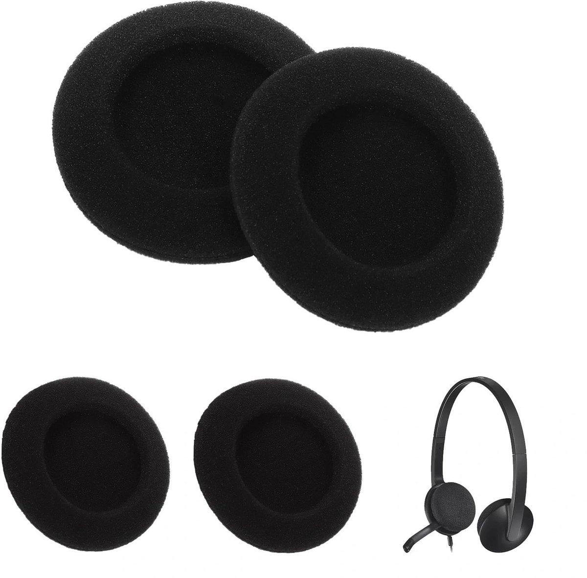Dailygoods- Hoofdtelefoon-oorkussens 2 Paar - Beschermhoezen - Geschikt voor Logitech H390/H330/H340/H600/H609/H760 - Schuimstofbekleding - 5 cm - Comfortabel