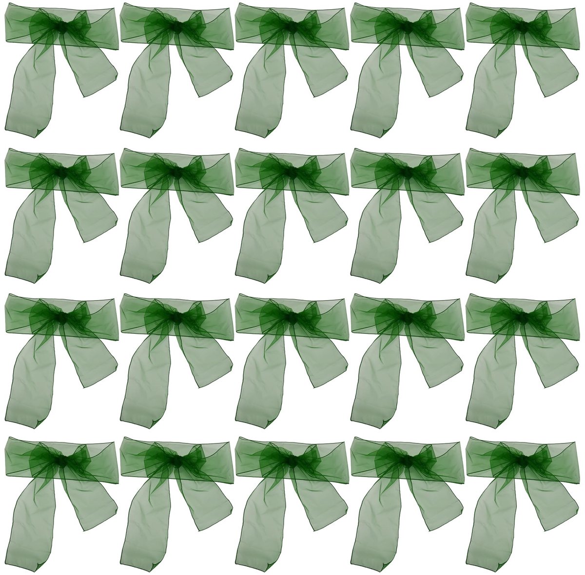 Dailygoods- Stoelstrikken 20 Stuks - Donkergroen - Organza - Luxe - Duurzaam - Eenvoudige Installatie - Decoratief - Stoelversiering