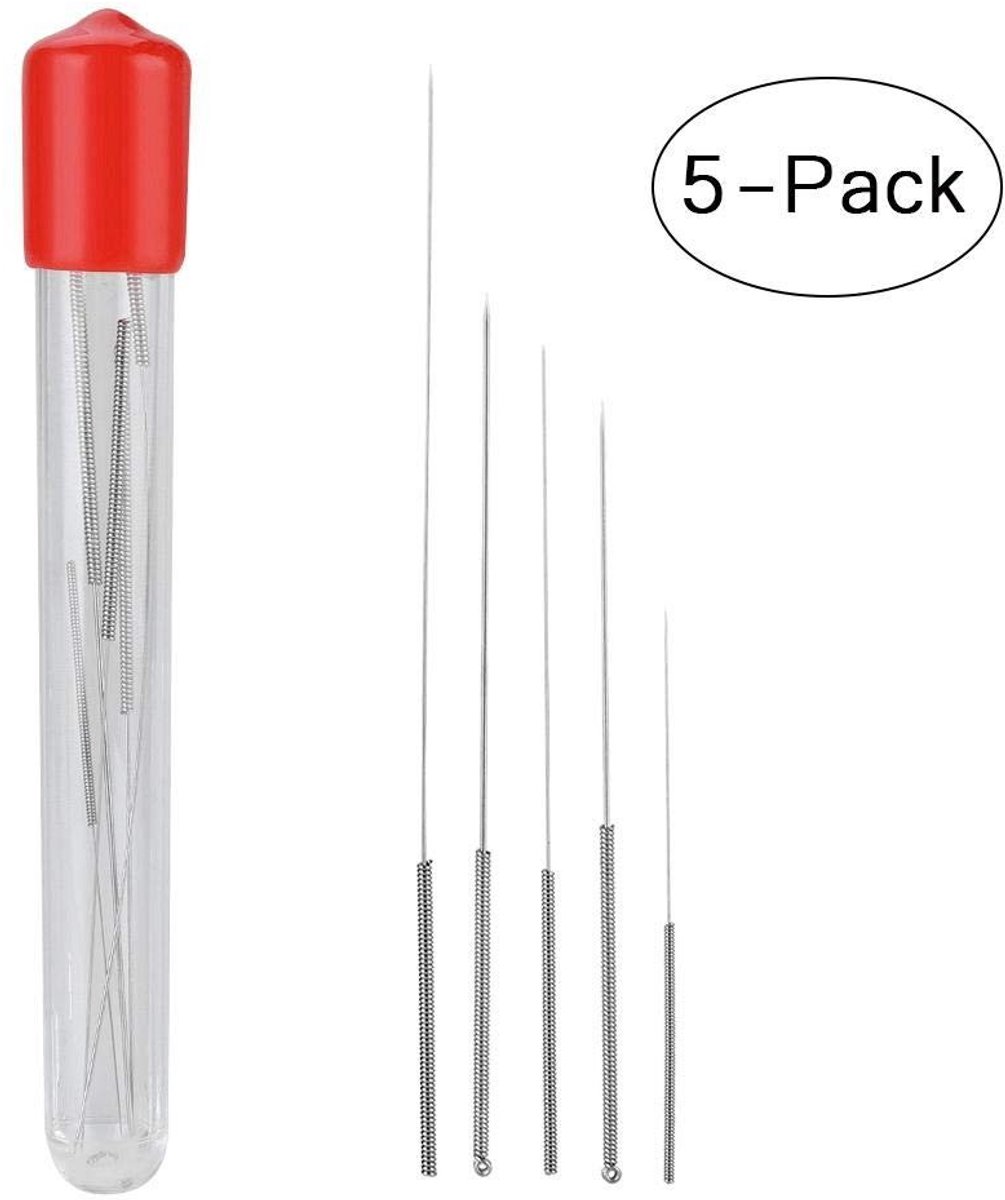Dailygoods- Nozzle Cleaning Needles Set - 5 Stuks - Roestvrij Staal - Flexibel - Voor 3D Printer - Verbeterde Printkwaliteit - 11.5 x 1.5 cm - 3D Printer Cleaning Kit