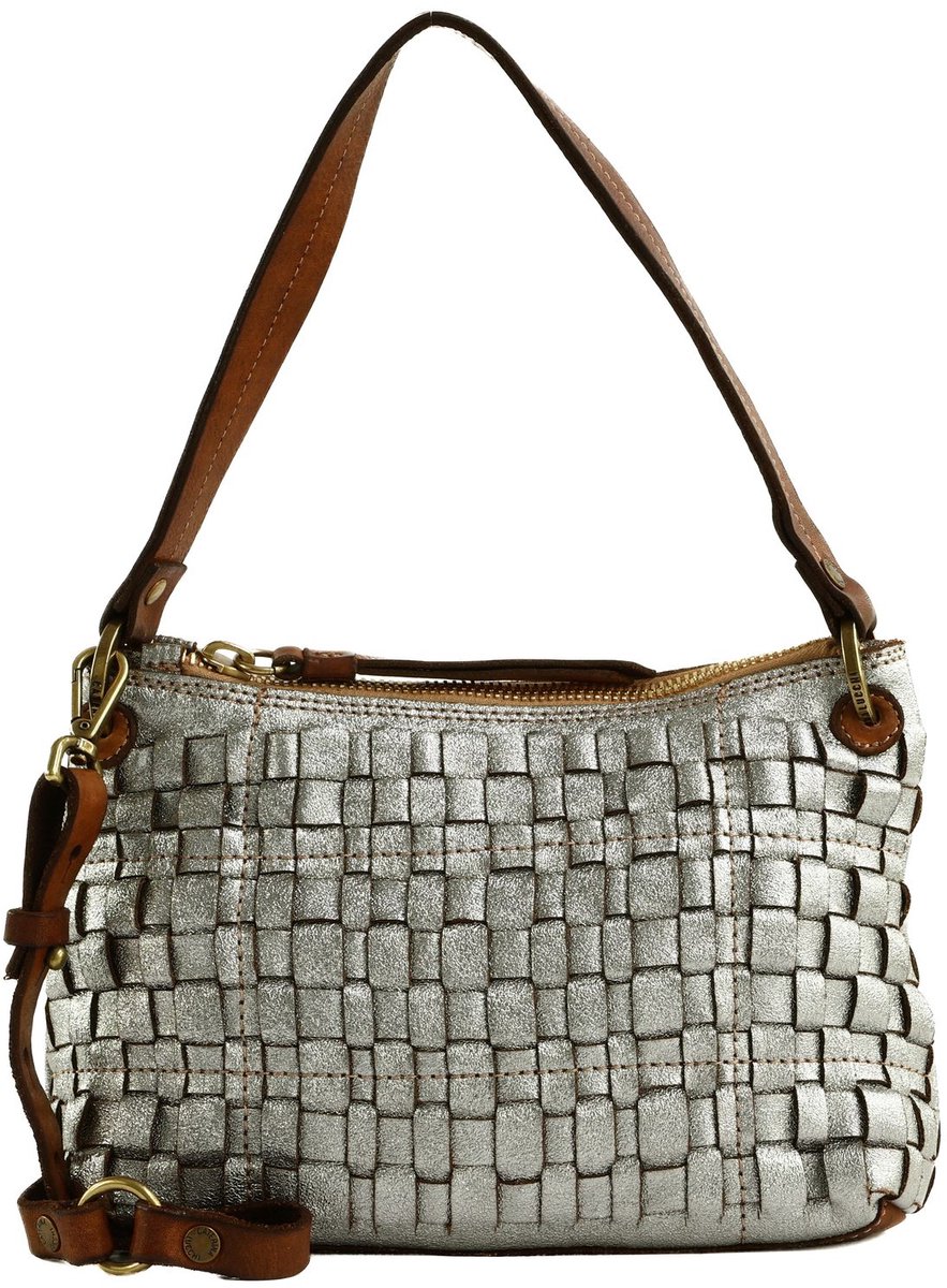CATERINA LUCCHI Leren schoudertas Asia Shoulder Bag Acciaio + T / Burro zilverkleurig