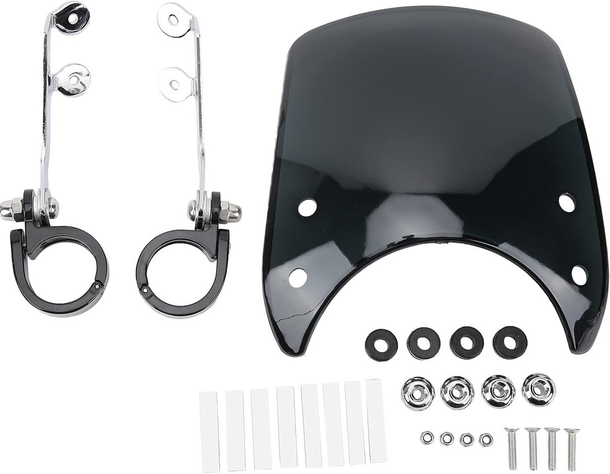 Verstelbare Motorfiets Windscherm Deflector - 180° Hoofdlamp Bescherming voor 1.5-1.6 Inch Voorvork, Ideaal voor Motorrijders en Bescherming tegen Wind en Weer
