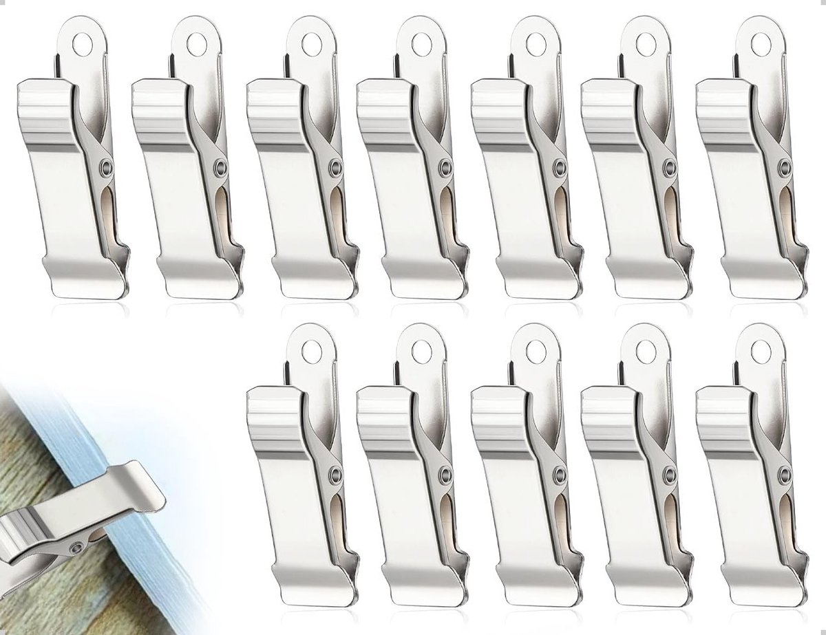 Set van 12 metalen klemmen voor gordijnen, foto's en knutselen - veerkrachtige krokodillenclips in wit, 4 x 1,2 cm, ideaal voor thuis en creatief gebruik