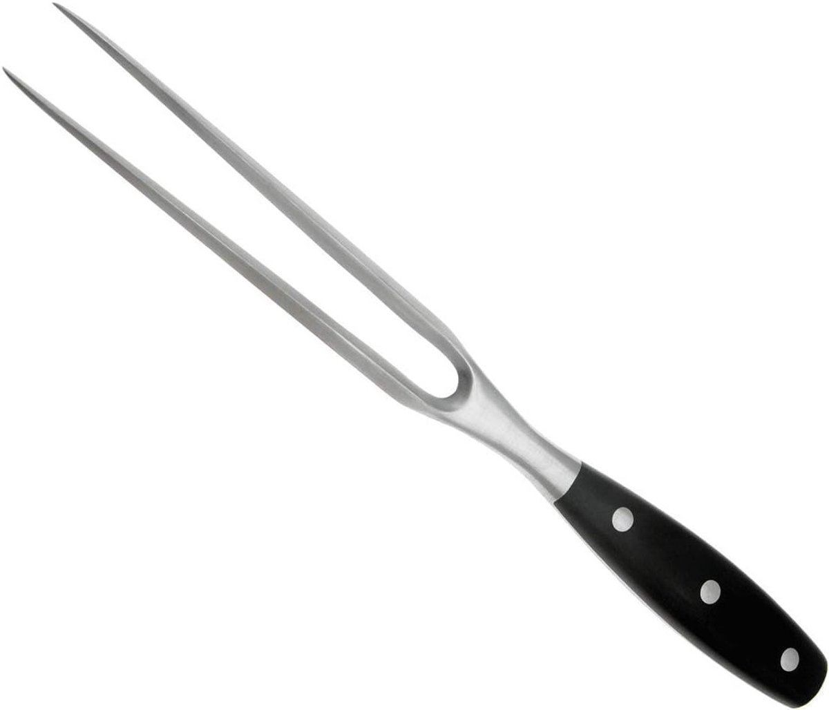 Vleesvork Barbecue - Roosteren Stok - Vlees Bereiden - Lange Houten Handgreep - 30 CM - Zwart