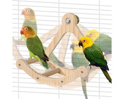 Speeltoestel met zitstok voor vogels, interactief schommelend speelgoed met zitstok voor parkieten, houten oefenwiel voor valkparkieten, intelligentiepuzzelspeelgoed, speelstandaard voor parkieten