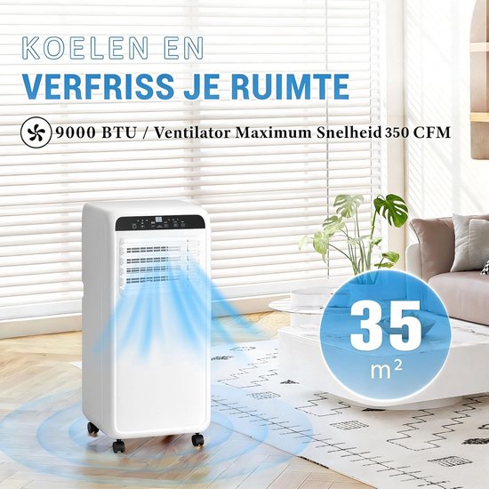 Draagbare Airco - Mobiele Airco Unit - Ruimte Koelen - 3-in-1 Functie - 9000 BTU - Wit — afbeelding 5