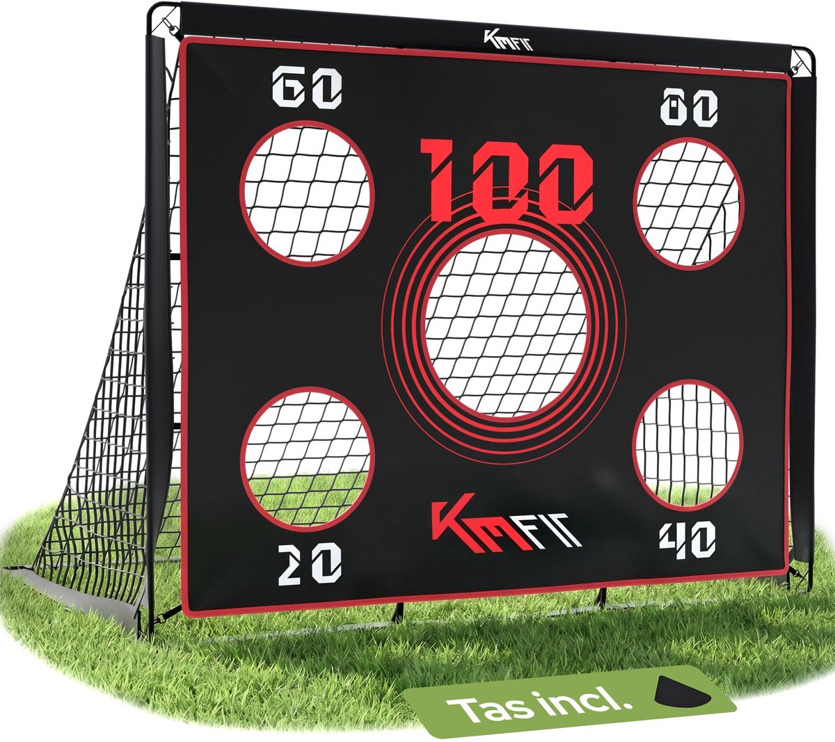 KM-Fit 2-in-1 Voetbaldoel met Schietdoek Opvouwbaar Training Tuin Voetbal